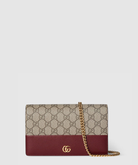 [GUCCI-구찌] GG 마몽 체인 달린 바이컬러 지갑 497985