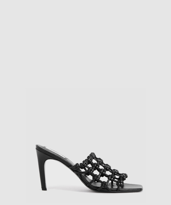 [TOTEME-토템] 브레이디드 레더 방도 뮬 블랙 253-WAS0245-LE0146