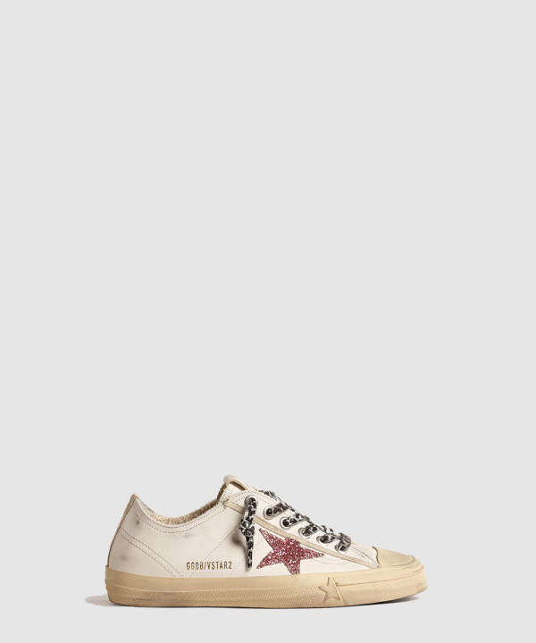 [Golden Goose-골든구스] 핑크 글리터 스타 & 메탈릭 레더 힐탭 브이스타 GWF00129