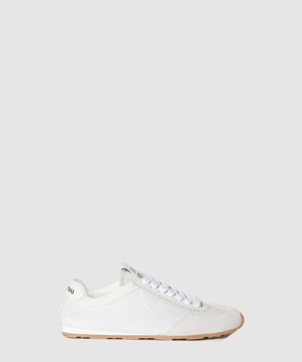 [MIUMIU-미우미우] 메쉬 및 스웨이드 플룸 스니커즈 5E388E