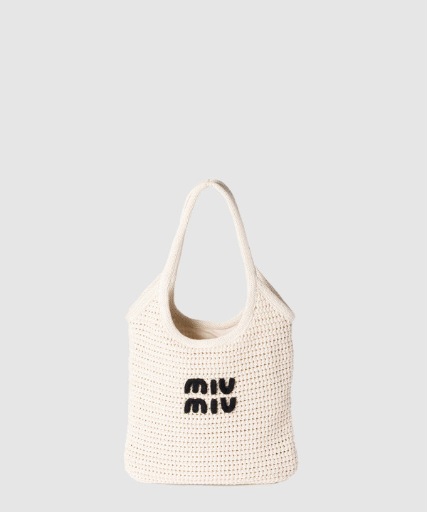 [MIU MIU-미우미우] 아이비 라피아 효과 우븐 토트 백 5BG231