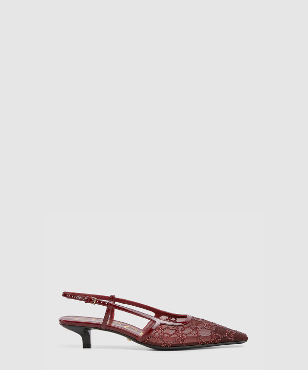 [GUCCI-구찌] GG 크리스털 슬링백 펌프스 674668