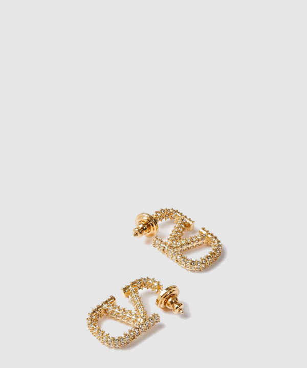 [VALENTINO-발렌티노] 브이로고 시그니처 메탈 & 크리스털 이어링 5W2J0G73YCW