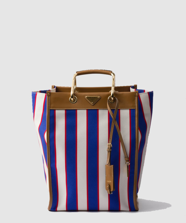 [PRADA-프라다] 라지 프린트 캔버스 및 가죽 토트백 1BG561