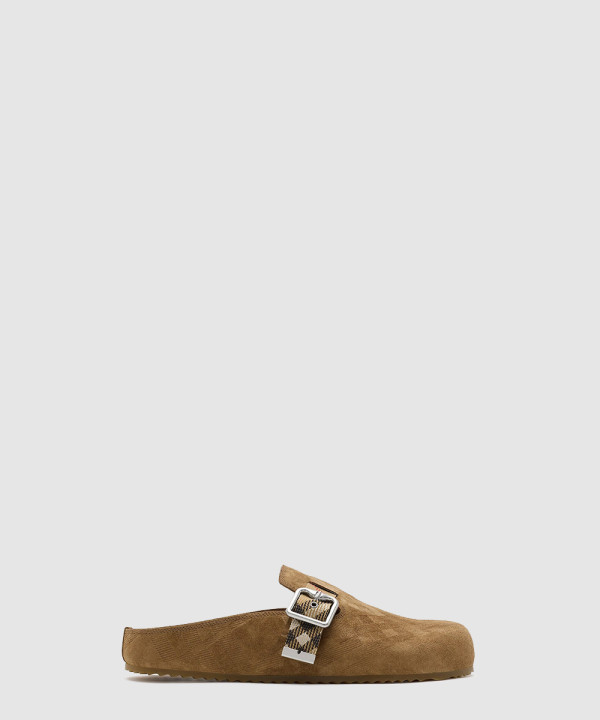 [BURBERRY-버버리] 체크 스웨이드 어친 클로그 81133931