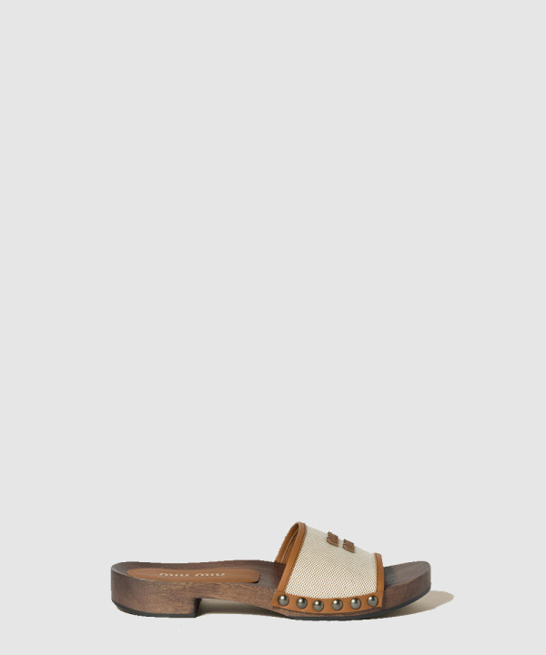 [MIU MIU-미우미우] 캔버스 및 가죽 클로그 5Z445E