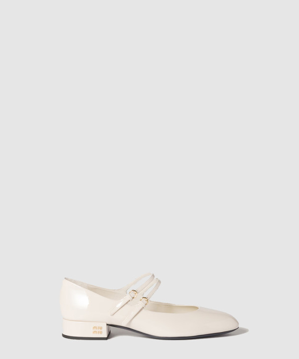 [MIU MIU-미우미우] 버클 장식 페이턴트 가죽 슬링백 펌프스 5I522E