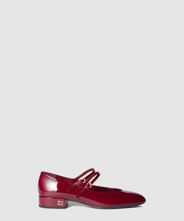 [MIU MIU-미우미우] 버클 장식 페이턴트 가죽 슬링백 펌프스 5I522E