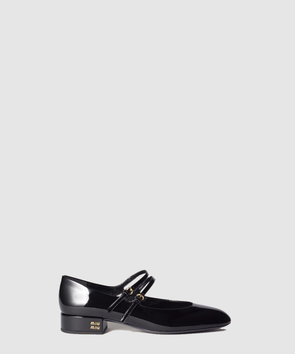 [MIU MIU-미우미우] 버클 장식 페이턴트 가죽 슬링백 펌프스 5I522E
