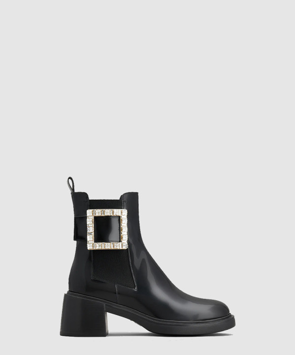 [ROGER VIVIER-로저비비에] 비브 레인저스 스트라스 버클 첼시 앵클 부츠 RVW598363401UJB999