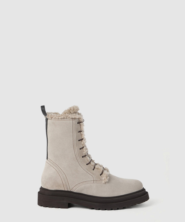 [BRUNELLO-브루넬로 쿠치넬리] 루프 디테일이 있는 스웨이드 부츠 252MZSFG3123