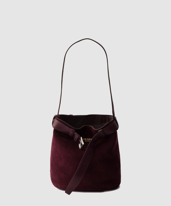 [PRADA-프라다] 버클 벨트 스웨이드 버킷 백 1BE085