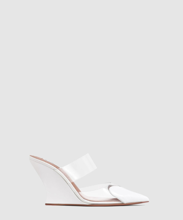 [ALAIA-알라이아] LE CŒUR 페이턴트 가죽 웨지 뮬 AA3M3005CK150